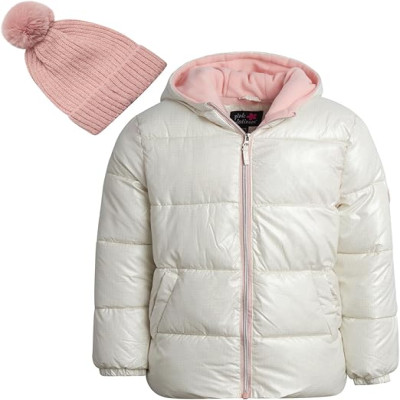 Pink Platinum Girls Puffer Jacket - Wind and Water Resistant Sof
